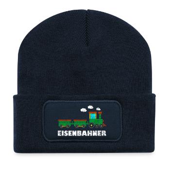 Eisenbahner Kinder Lokomotive Eisenbahn - Recycelte Patch Beanie - French Navy - Vorne