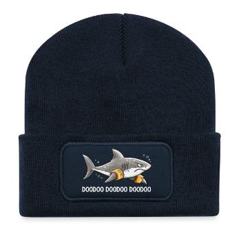 Doo Doo Hai Schwimmflügel Meer Humor - Recycelte Patch Beanie - French Navy - Vorne
