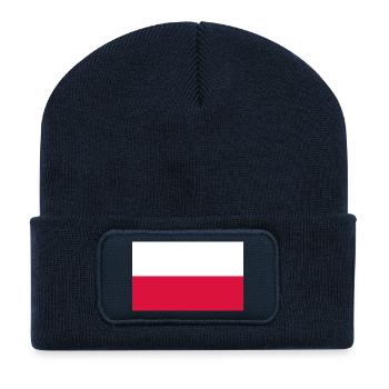 Polen, Poland, Fahne, Flagge - Recycelte Patch Beanie - French Navy - Vorne