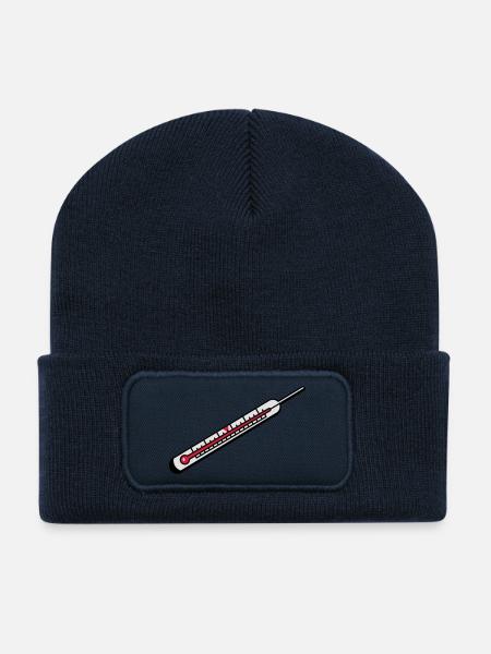 Un thermomètre à mercure - Beanie recyclé à patch - bleu marine