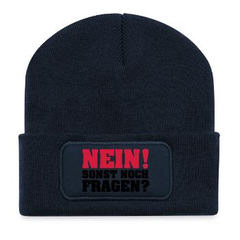 Nein! Sonst noch Fragen? - Recycelte Patch Beanie - French Navy - Vorne