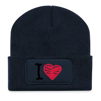 I_love - Beanie recyclé à patch - bleu marine - Devant
