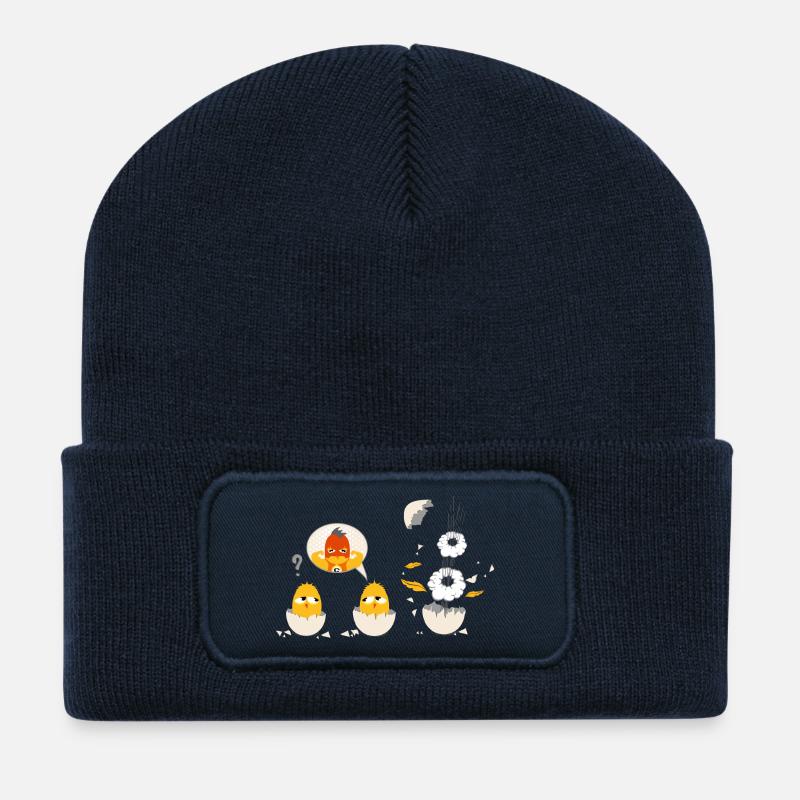 Lustige Küken als Superheld - Recycelte Patch Beanie - French Navy