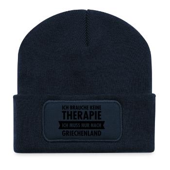 Therapie - Griechenland - Recycelte Patch Beanie - French Navy - Vorne
