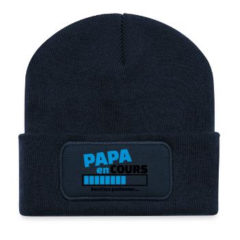 papa en cours veuillez patienter - Beanie recyclé à patch - bleu marine - Devant