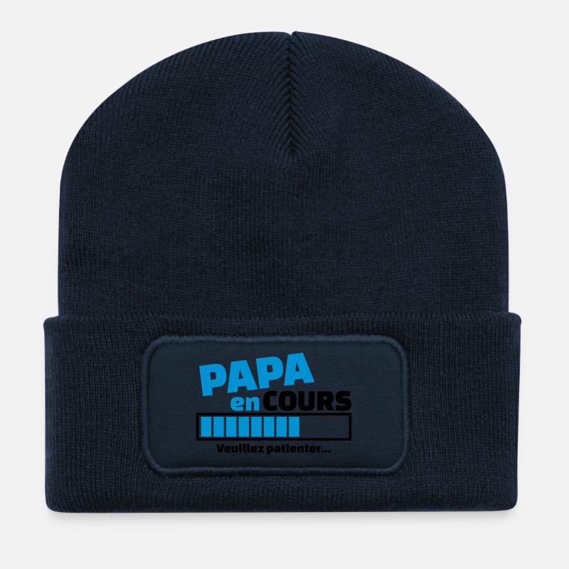 papa en cours veuillez patienter - Beanie recyclé à patch - bleu marine