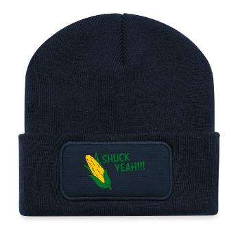 Farmer / Landwirt / Bauer: Shuck Yeah!!! - Recycelte Patch Beanie - French Navy - Vorne