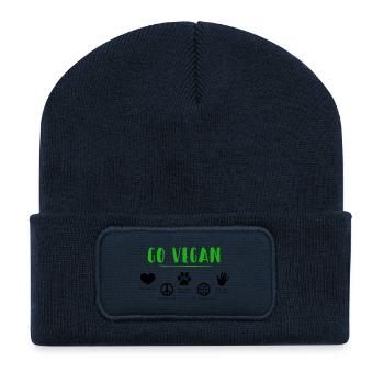 végan - Beanie recyclé à patch - bleu marine - Devant