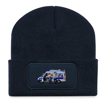 Polizei Bus - Recycelte Patch Beanie - French Navy - Vorne