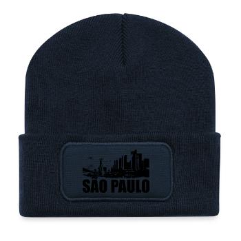 Sao-Paulo-Skyline - Recycelte Patch Beanie - French Navy - Vorne