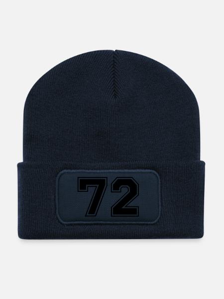72 - Beanie recyclé à patch - bleu marine