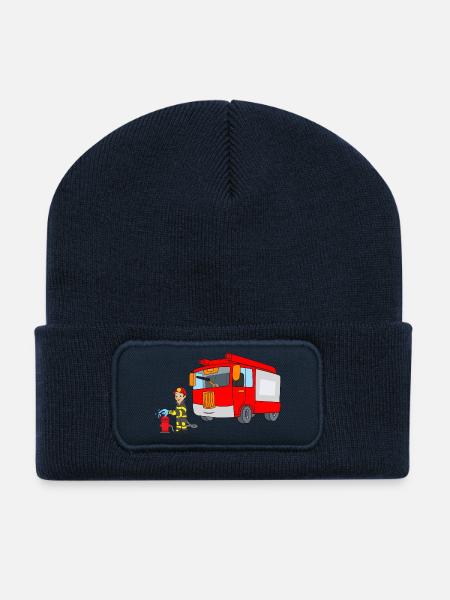 Pompier Département Camion de pompiers tison Supprimer - Beanie recyclé à patch - bleu marine