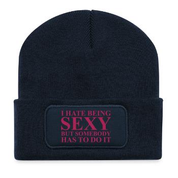 je déteste être sexy - Beanie recyclé à patch - bleu marine - Devant