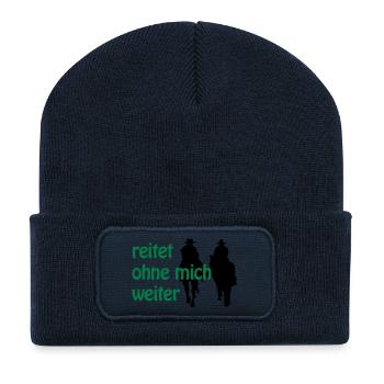 Reitet ohne mich weiter - Recycelte Patch Beanie - French Navy - Vorne