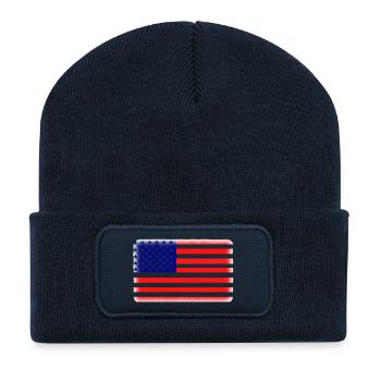 drapeau américain - Beanie recyclé à patch - bleu marine - Devant