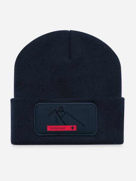 Suisse Suisse Alpes montagnes - Beanie recyclé à patch - bleu marine