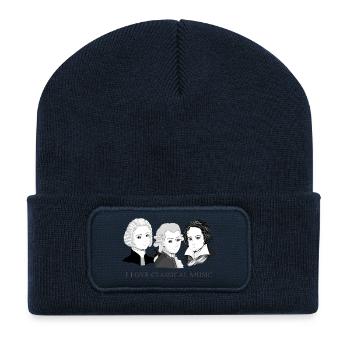 Bach - Mozart - Beethoven in chibi style - Recycled Patch Beanie - french navy - Front