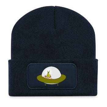 Alien UFO Friendship Motif - Recycled Patch Beanie - french navy - Front