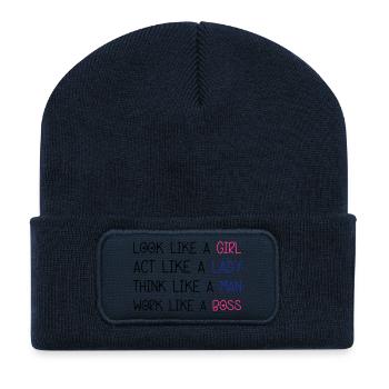 Look Like A Girl - Recycelte Patch Beanie - French Navy - Vorne