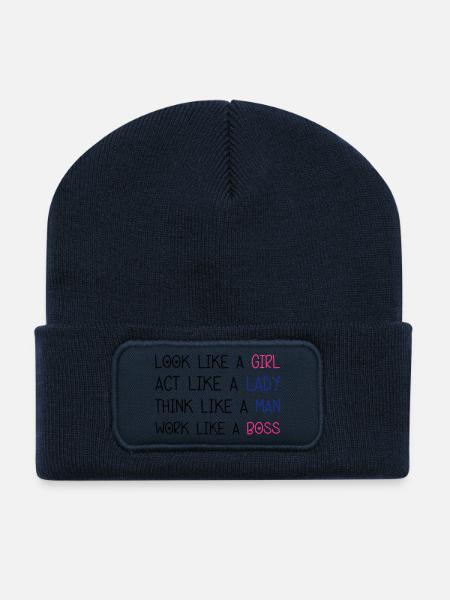 Look Like A Girl - Recycelte Patch Beanie - French Navy