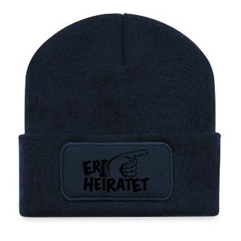 er_heiratet_f1 - Recycled Patch Beanie - french navy - Front
