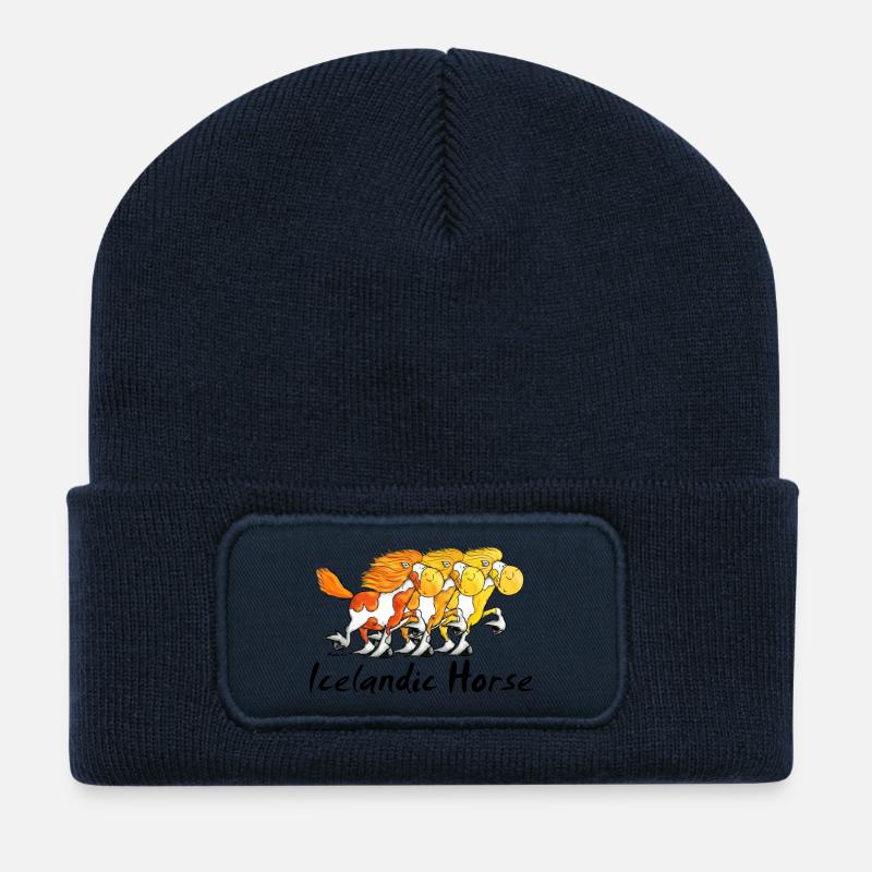 Islandpferde Trio - Isländer - Recycelte Patch Beanie - French Navy