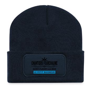 chantiers fourchaume - Beanie recyclé à patch - bleu marine - Devant