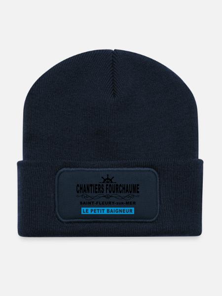 chantiers fourchaume - Beanie recyclé à patch - bleu marine