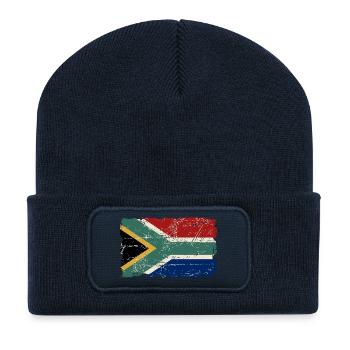 South Africa Flag - Vintage Look - Recycelte Patch Beanie - French Navy - Vorne