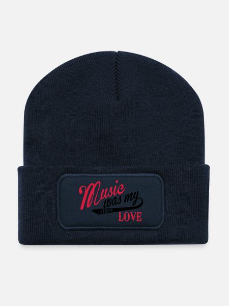 Music was my first love - Musik, meine erste Liebe - Recycelte Patch Beanie - French Navy