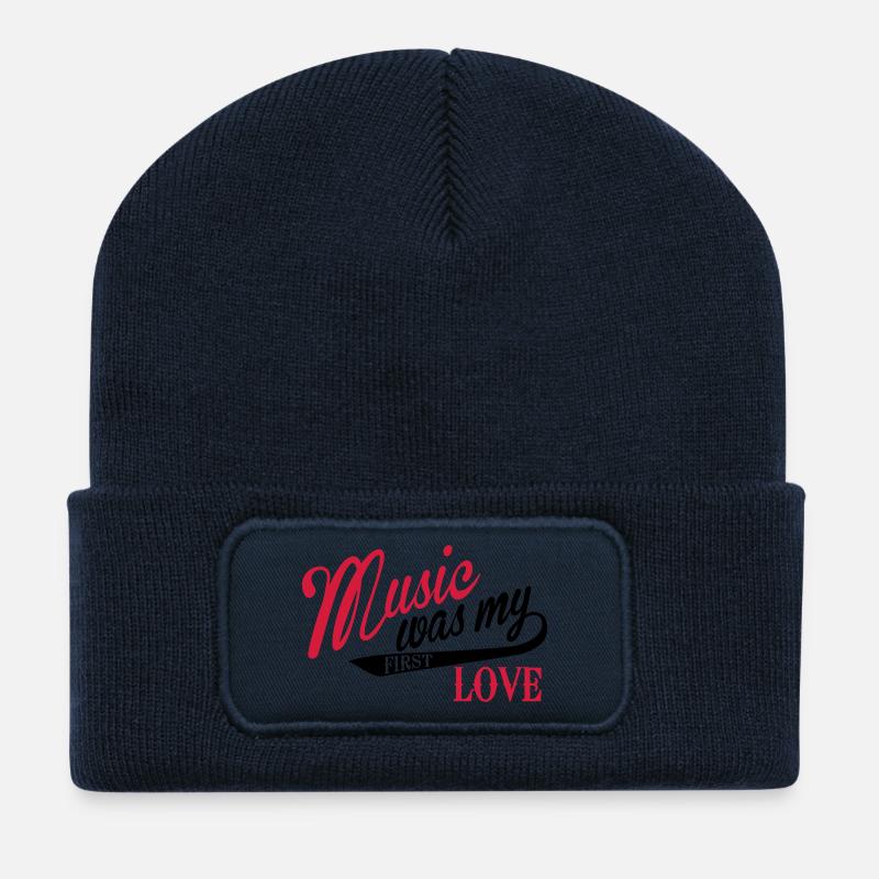 Music was my first love - Musik, meine erste Liebe - Recycelte Patch Beanie - French Navy