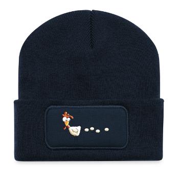 Hen lays a lot of eggs - Cartoon - Chicken - Gift - Recycled Patch Beanie - french navy - Front