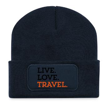 LIVE. LOVE. TRAVEL. - Recycelte Patch Beanie - French Navy - Vorne