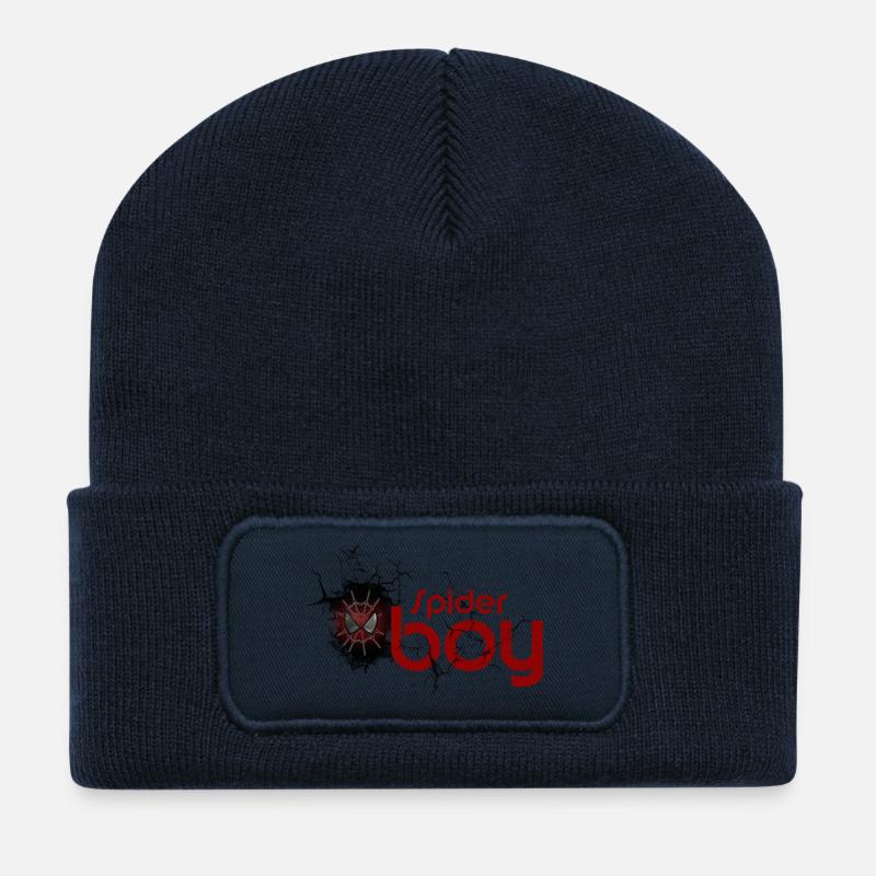 Arachnid Hero: Crimson Web Emblem - Recycled Patch Beanie - french navy