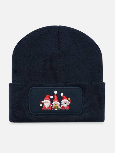Festive Gnomes - Recycled Patch Beanie - french navy