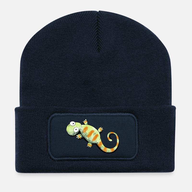 Happy Gecko I Echse - Recycelte Patch Beanie - French Navy
