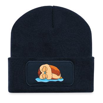 Hibou triste - Beanie recyclé à patch - bleu marine - Devant