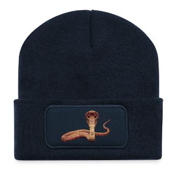 schlangen, ägyptische giftschlange - Recycelte Patch Beanie - French Navy - Vorne