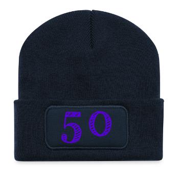 50 JAHRE. 50-jähriges Jubiläum. GEBURTSTAG 50 JAHRE. JAHR - Recycelte Patch Beanie - French Navy - Vorne