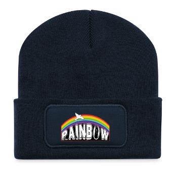 RAINBOW lettering with pigeon - Recycled Patch Beanie - french navy - Front