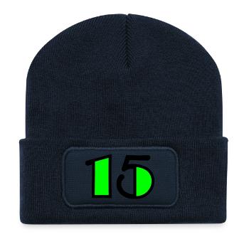 15. 15 JAHRE. 15-JÄHRIGES JUBILÄUM. GEBURTSTAG 15 JAHRE. - Recycelte Patch Beanie - French Navy - Vorne
