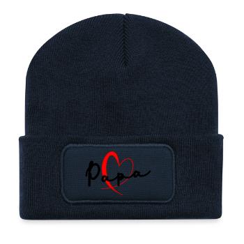 PAPA. FÊTE DES PÈRES. BONNE FÊTE PAPA. BONNE FÊTE - Beanie recyclé à patch - bleu marine - Devant
