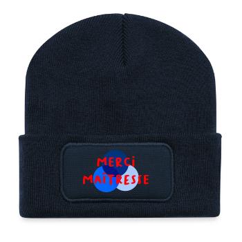 MAÎTRESSE. MERCI. MERCI MAÎTRESSE - Beanie recyclé à patch - bleu marine - Devant