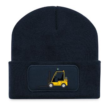 Chariot élévateur à fourche drapeau Suède - Beanie recyclé à patch - bleu marine - Devant