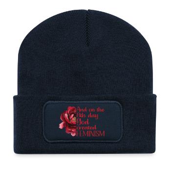 And on the 8th day God created Feminism - Recycled Patch Beanie - french navy - Front
