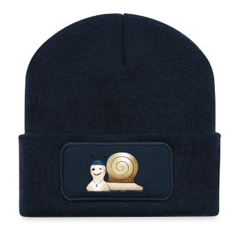 Nicki Schneck zwinkert cool - Recycelte Patch Beanie - French Navy - Vorne