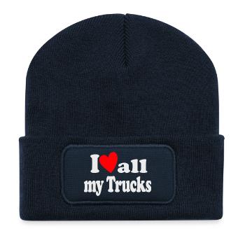 I Love all my Trucks - Recycled Patch Beanie - french navy - Front