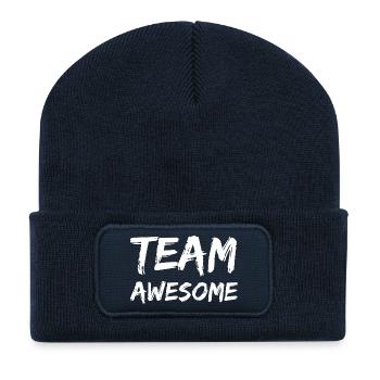 Lettrage de l’équipe Awesome - Beanie recyclé à patch - bleu marine - Devant