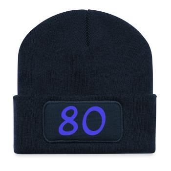 80. 80 JAHRE. 80-JÄHRIGES JUBILÄUM. 80. GEBURTSTAG. - Recycelte Patch Beanie - French Navy - Vorne