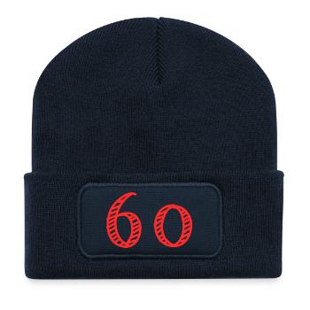 60. 60 ANS. 60e ANNIVERSAIRE. ANNIVERSAIRE 60 ANS. - Beanie recyclé à patch - bleu marine - Devant